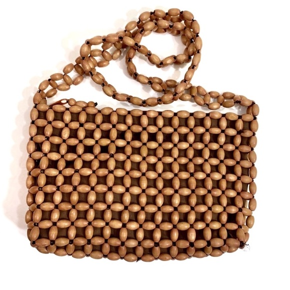 Vintage Handbags - Wooden Beaded Shoulder Bag